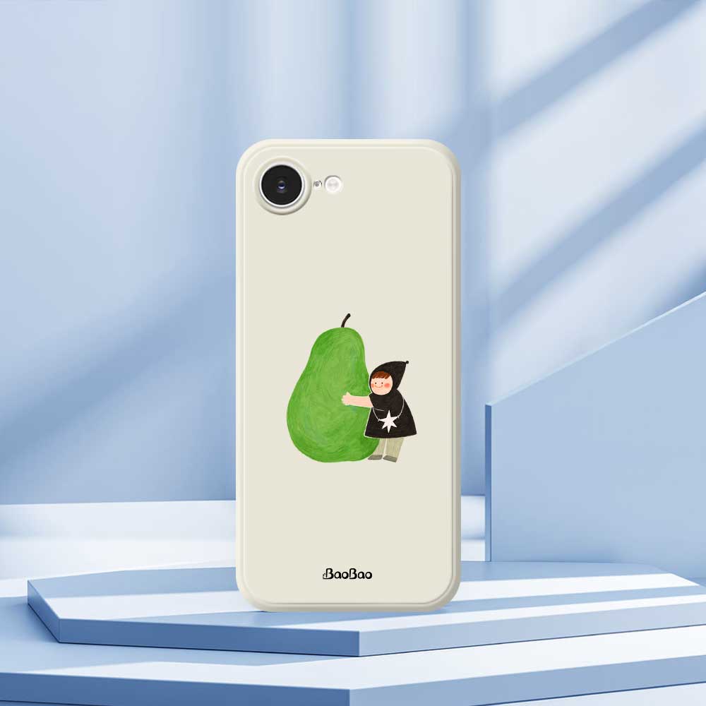 Pro iPhone 16e Pouzdro Hug Zelená Hruška Vzor Potisk Rovná Hrana TPU Kryt na Zadní Stranu Telefonu