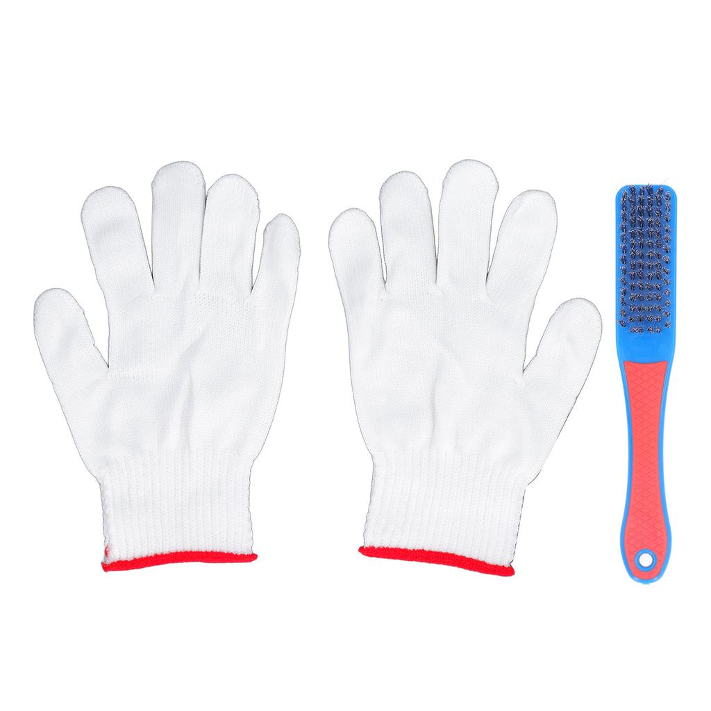 Stainless Steel Brush Comfortable Silicone Handle Portable Wire Brush Set with Gloves for Wheels