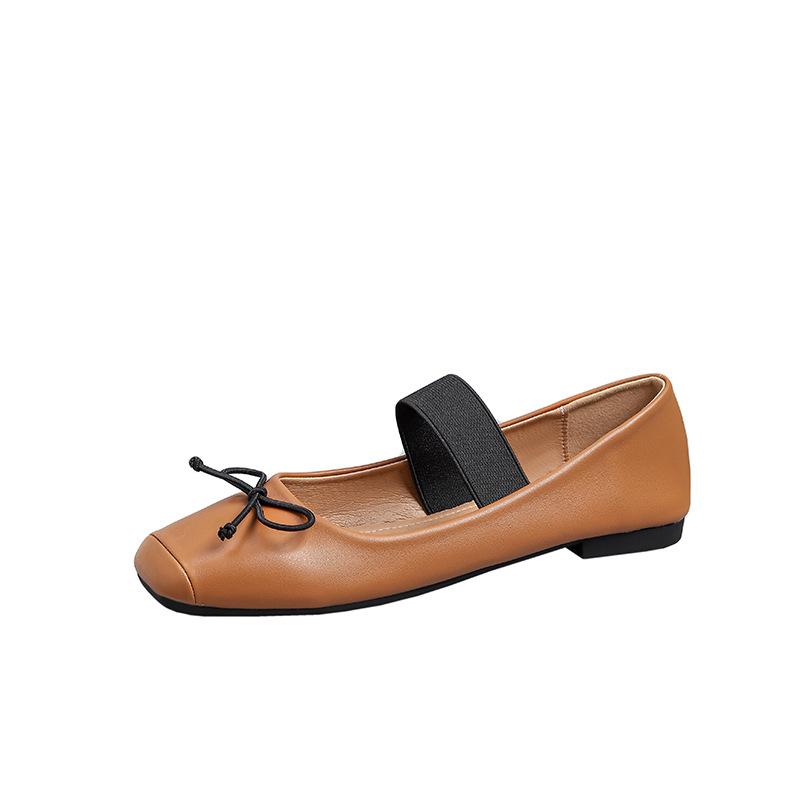 

Модные туфли Мэри Джейн IPPEUM Женские балетки Большой размер 44 Туфли-лодочки с квадратным носком Плоские 2025 Новые модные туфли-балетки 270 темные хаки