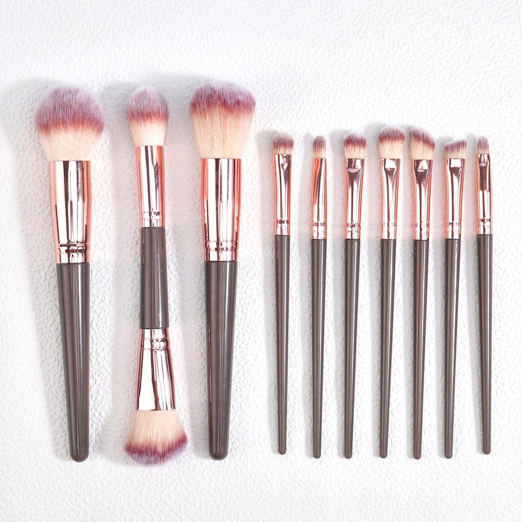 Champagne Makeup Brush Set with Beauty Sponge and Washing Bowl