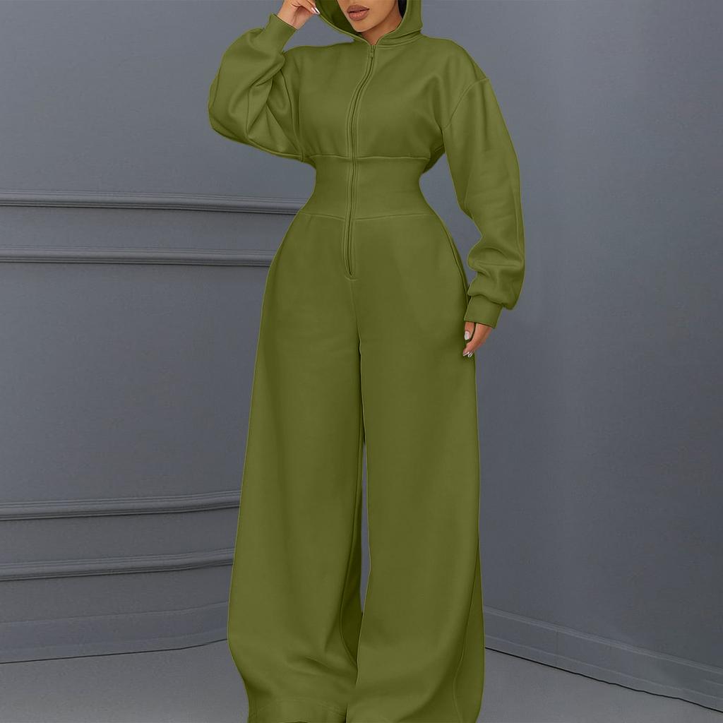 Dámský Ležérní Módní Volný Dlouhý S Dlouhým Rukávem Barevný S Kapucí Kombinéza