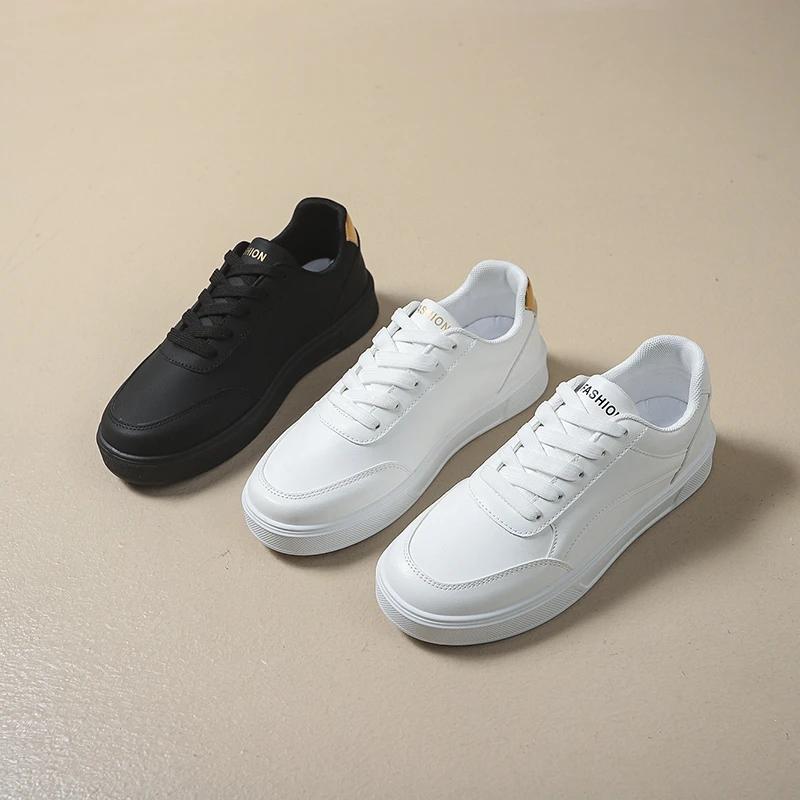 New  Versatile Student White Sneakers Women Summer Sports Flat Casual Thick Bottom Heightening Board Shoes Rubber Sole