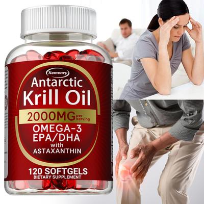 Antarctic Krill Oil - Omega-3 EPA, DHA, Astaxanthin, Anti Aging, Memory Support