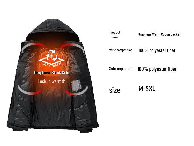 Men's Winter 2025 Thickened Cotton Hooded Jacket - Warm, Loose, Windproof Outerwear