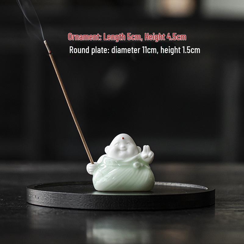 Creative Zongzi Ceramic Incense Holder - Indoor Incense Burner and Dragon Boat Festival Ornament Souvenir.