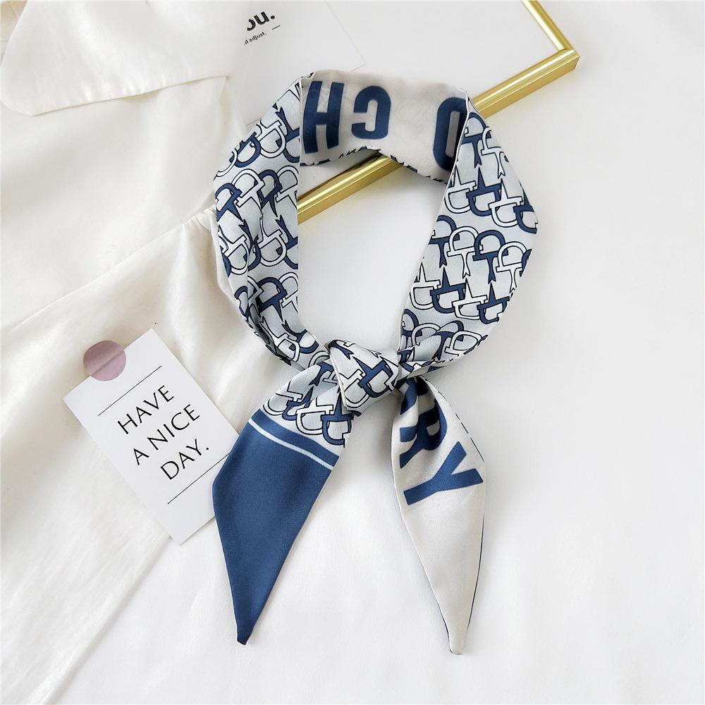 Decorative Simple Texture Silk Scarf Women'S New Style Spring And Autumn Summer Fashion Versatile Headscarf Work Scarf