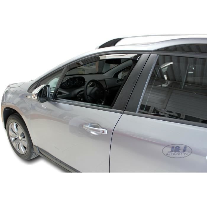 Air Deflectors - J&J AUTOMOTIVE - Peugeot 2008 - Smoked - Reinforced Acrylic - Easy Installation