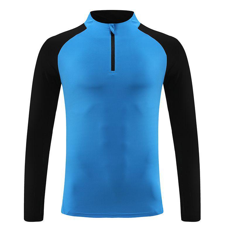 2024 Schnelltrocknendes Sport-T-Shirt mit halbem Reißverschluss und langen Ärmeln für Herren und Kinder