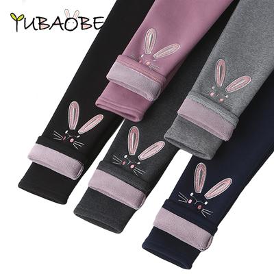 Mädchen Hosen Herbst Und Winter Cartoon Kätzchen Stickerei Hosen Gepolsterte Leggings Reine Baumwolle Mit Fleece Warme Elastische Taille