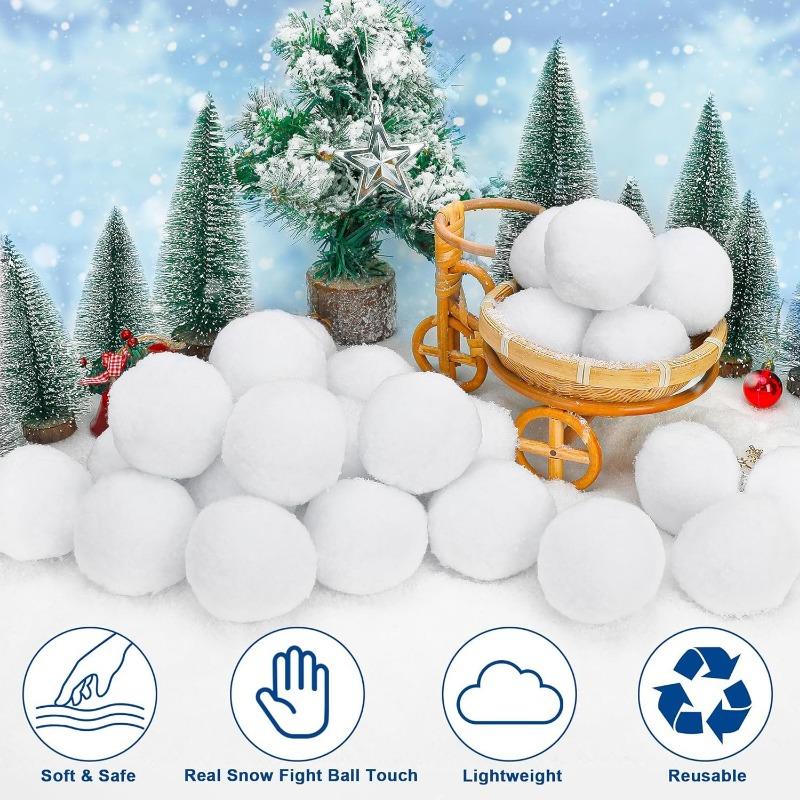 Snow Ball White Fur Pompom Toy Balls Children Kids Play Toys Indoor Outdoor Winter Christmas Xmas Treen DIY Decoration Snowballs