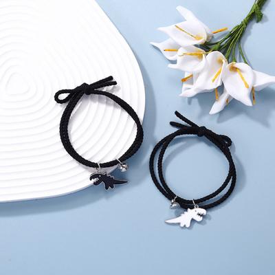2Pcs Braided Bracelets Hand Made Adjustable Fine Workmanship Elastic Dinosaur Decor Decorate Minimalism Couple