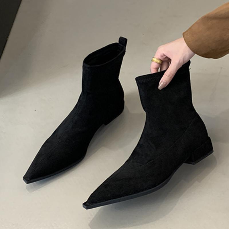 Mode Liyke Designer Vintage Stiefeletten Damen Herbst Winter Spitzschuh Dünne Quadratische Absätze Schuhe Modern Kurz Botas Zapatos De Mujer