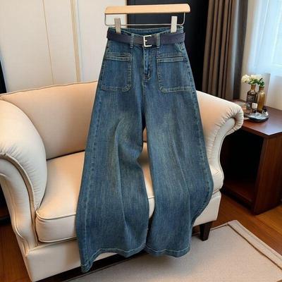 2025 Women's High-Waisted Loose A-Line Wide-Leg Jeans with Large Leg Opening