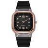 Spring/Summer Women's Square Silicone Watch - Fashionable Student Style with Diamond Accents