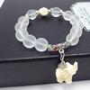 Women Vintage Frosted Bead Bracelet Cute Elephant Pendant Korean Style Bangle