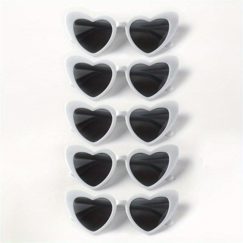 5pcs Women's Heart-Shaped Cat-Eye Fashion Glasses - Black Retro Plastic Frame Decorative Glasses for Party Wedding