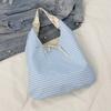 Sweet Plaid Nylon Vest Pouch Lace Decoration Tote Bag Simple Women Bow Printed Handbag  Storage