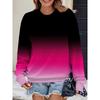 New Autumn And Winter Fashion Women's Long Sleeved Round Neck Casual Pullover 3D Gradient Color Loose Sports