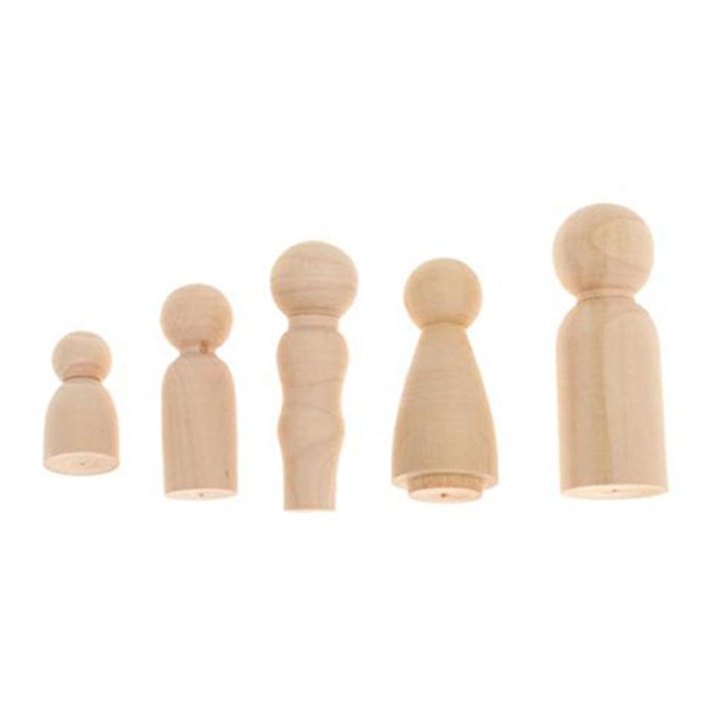 Family Peg Dolls Wooden Unpainted DIY Decor Wedding Cake Topper Home Ornament Kids Toys Crafts 5PCS/Set