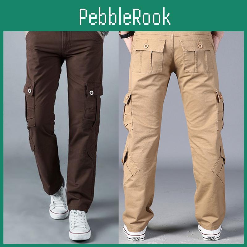 Pockets Straight Multi Mens Cotton Leg Cargo Pants Loose Casual Outdoor Pants Mens Work Pants For Hiking Al Pants