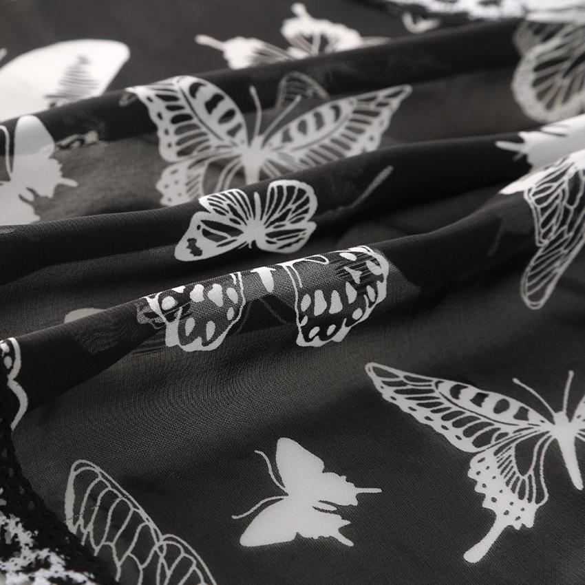 Fashion Butterfly Print Women's Turban Summer Lace Transparent Triangular Scarf Girl Silk Scarf Trendy Bandana Hair Accessories