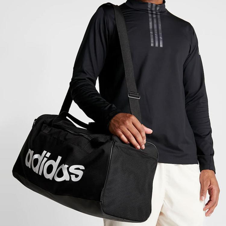 adidas Linear Duffel Bag With Zipper And Buckle Recycled Material Unisex Sports Bag Black FL3651