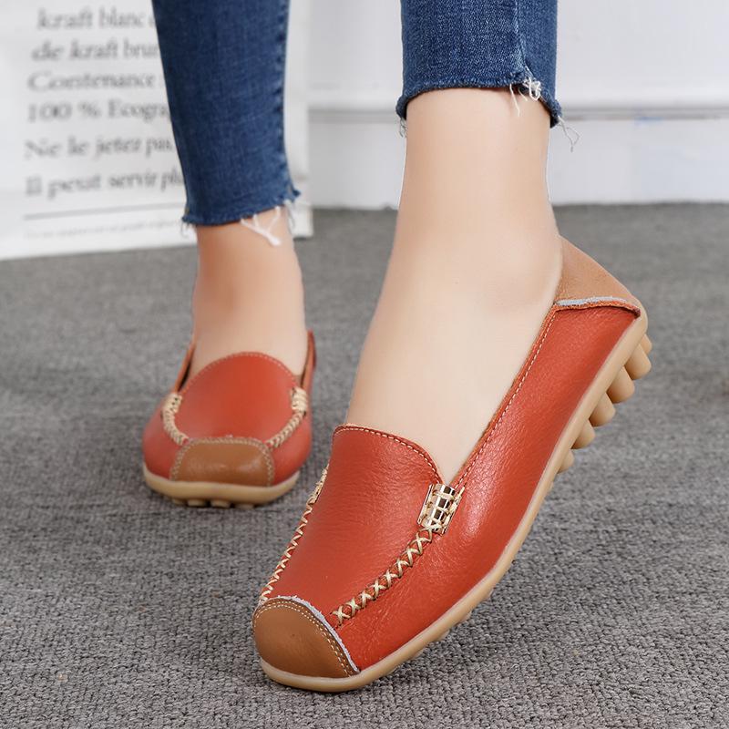 

New Versatile Casual Color-blocking Fashion Women s Single Shoes Mother s Shoes Flat Shoes Large Size Women s Shoes Beans Shoes 35