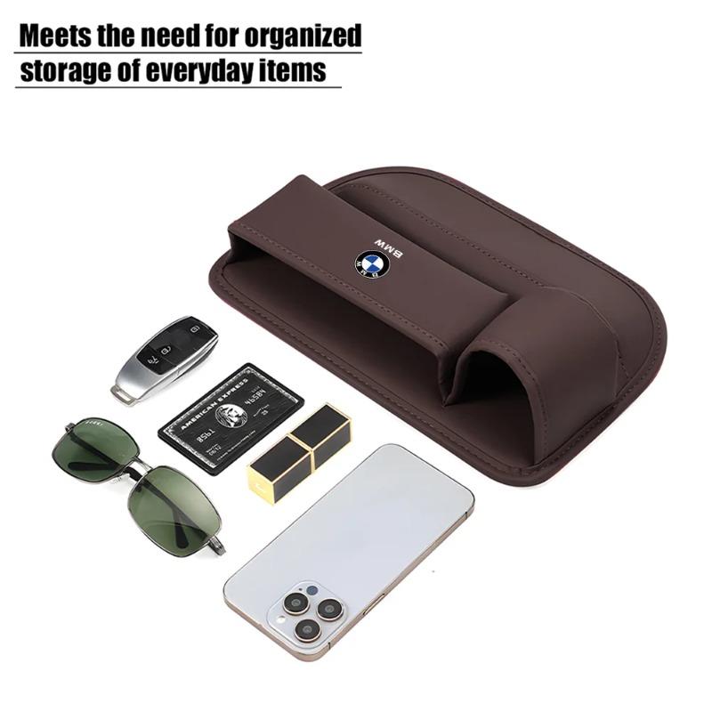 PU Leather Auto Console Side Seat Plug Filler Organizer Box Car Seat Gap Bag Multifunction Seat Organizer For BMW Performance M