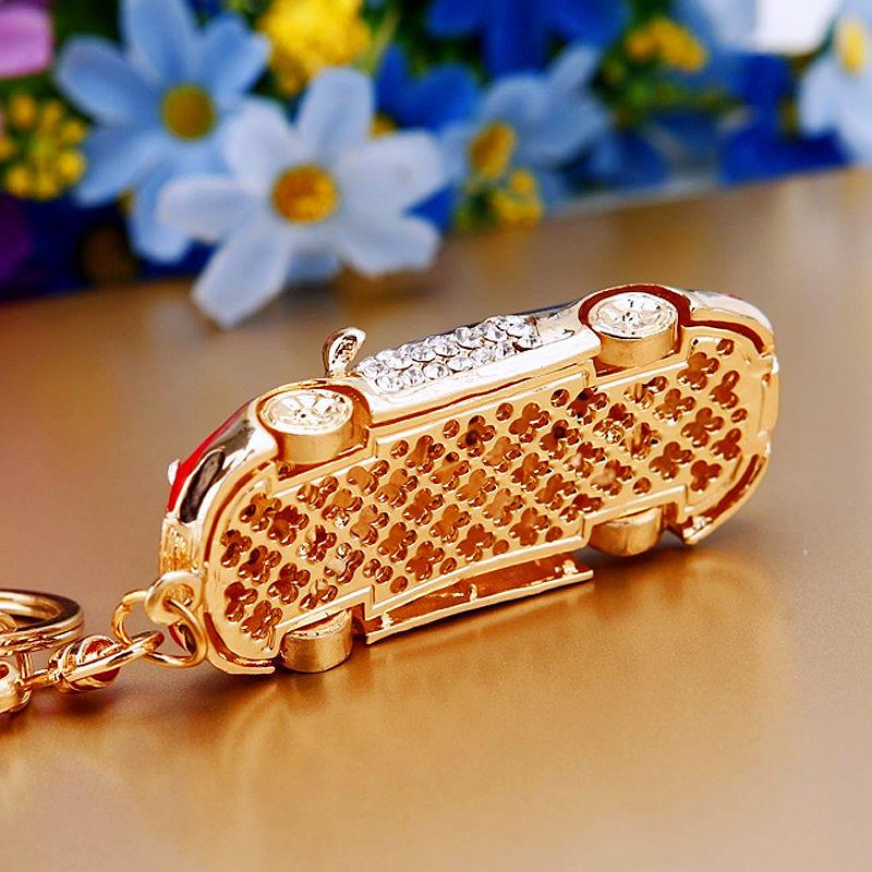 Stunning Rhinestone Car Model Keychain Elegant Metal Keyring Perfect For Gifts And Accessories