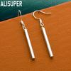 925 Sterling Silver Simple Long Cylindrical Pendant Earrings - Fashion Gift Jewelry
