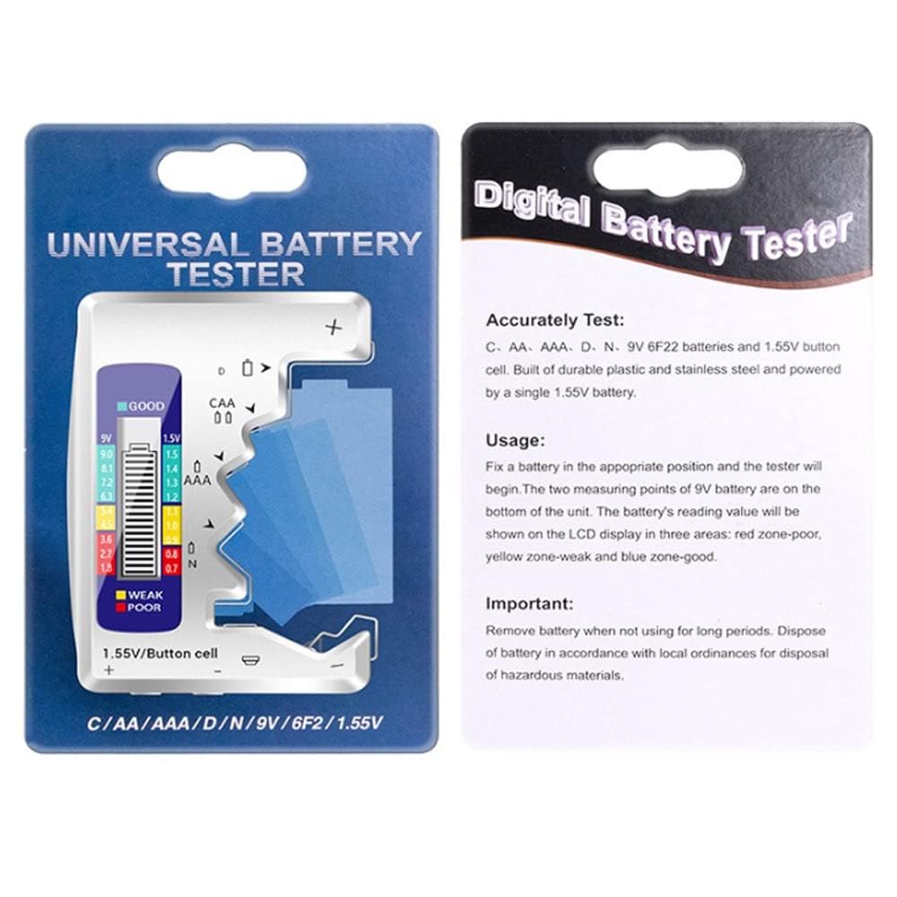 Battery Tester Checker,Digital Battery Capacity Gauge Tester with LCD Display Universal Battery Capacity Detector Tool Small Battery Checker for C D