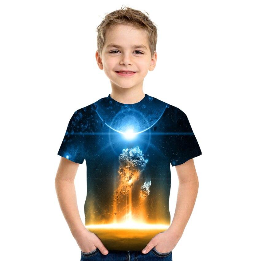 Letnia koszulka dziecięca kosmiczna gwiaździste niebo z nadrukiem 3d Harajuku Koszulka z krótkim rękawem