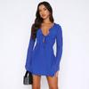 Fashion Ins Autumn New Arrival Hip Skirt Sexy Style Sexy Slim Fit Ruffled Long Sleeves Tied Dress Women