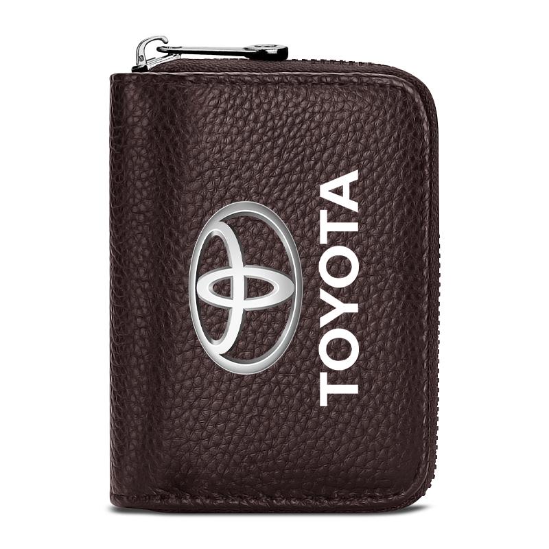 Genuine Leather Car Driver's License, ID Card, Bank Card Wallet for Toyota TRD GR Yaris Hilux Corolla Prius Avensis Emblem Auris Rav4