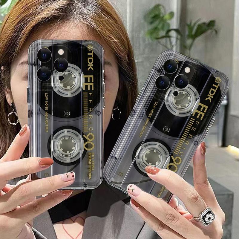 Retro Creative Audio Tape Pattern Phone Case For Xiaomi 13 12 11 Lite 5G 13 14T 13T 12T For Xiaomi 17 Pro Max Transparent Cover