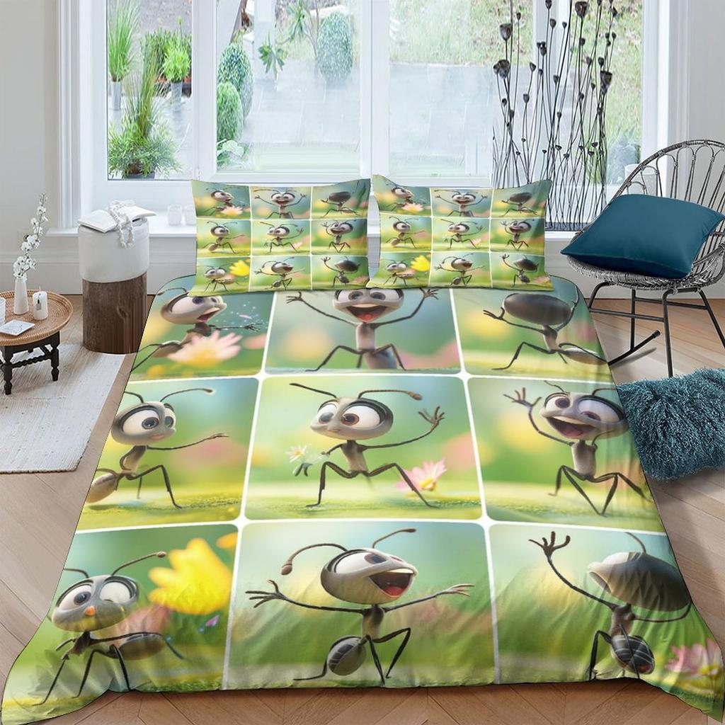 Ants Duvet Cover Set for Kids Boys Girls Teens Queen King Lightweight Bedspread Cover Bedroom Decor Insects Bedding Set No Quilt