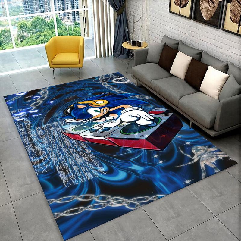 Classic S-Sonic Cartoon Game Carpet Rug for Playroom Bedroom Living Room Sofa Home Decor,kid Area Rug Non-slip Floor Mat Gift