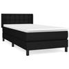 3129987 vidaXL Lit à sommier tapissier et matelas Noir 80x200 cm Tissu