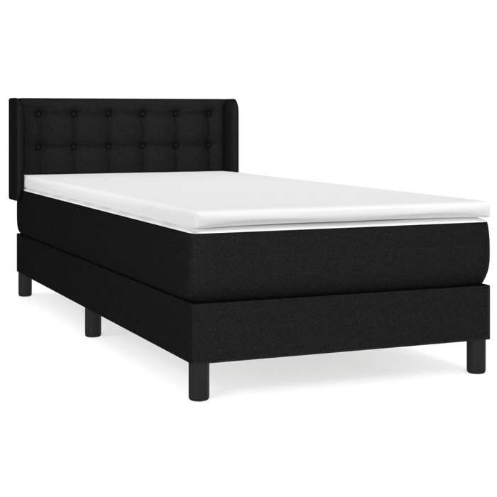 3129987 vidaXL Lit à sommier tapissier et matelas Noir 80x200 cm Tissu