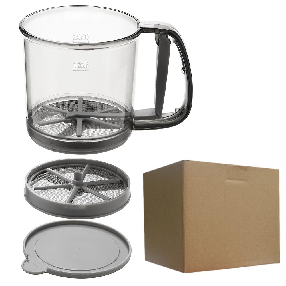 Plastic semi-automatic handheld flour sieve, creative baking manual flour sieve, handheld flour filter