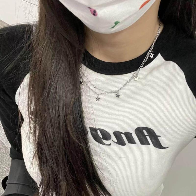 Star Beaded Strand Necklace Star Pendant Choker Fashion Accessory Neck Jewelry Alloy Material for Fashionable Ladies