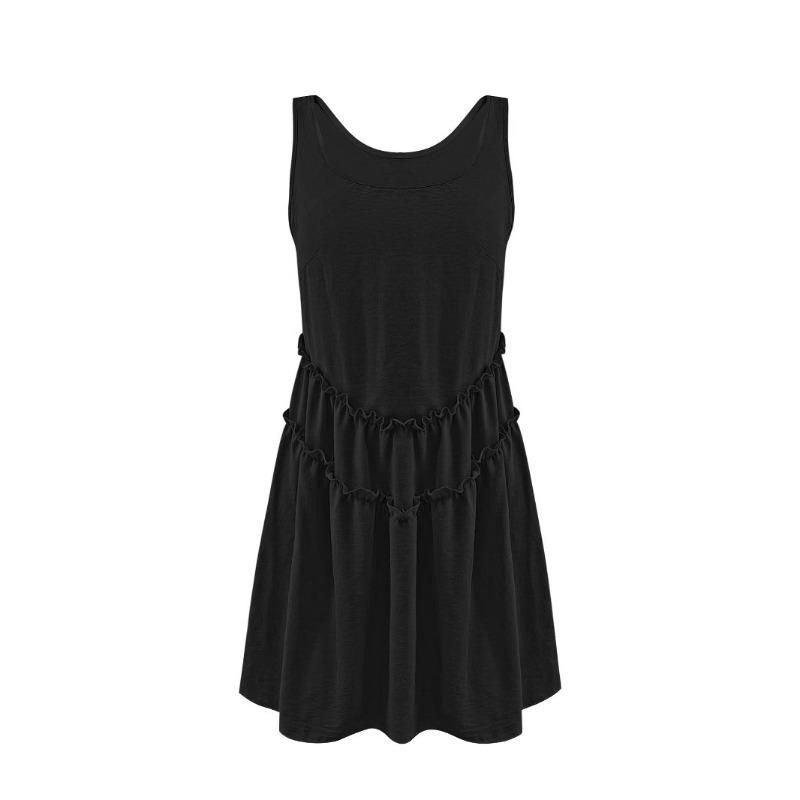 Lace Sleeveless Dress Sweet and Clear Solid-color Beach Vest Dress for Summer