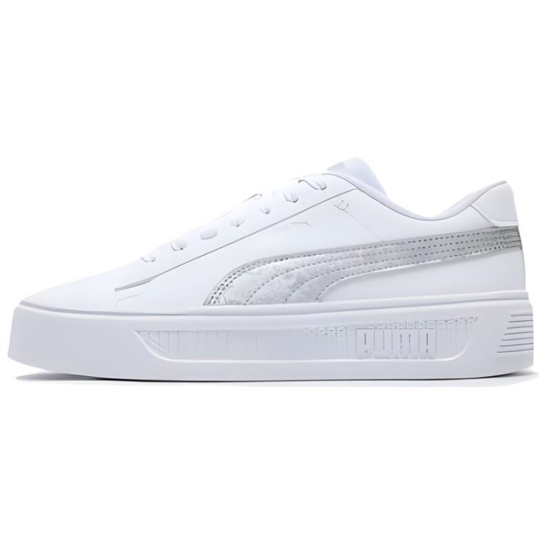 Puma Slip-Resistant Shock Absorbing Low-Top Skate Shoes Women Sneakers Silver White 389402-02