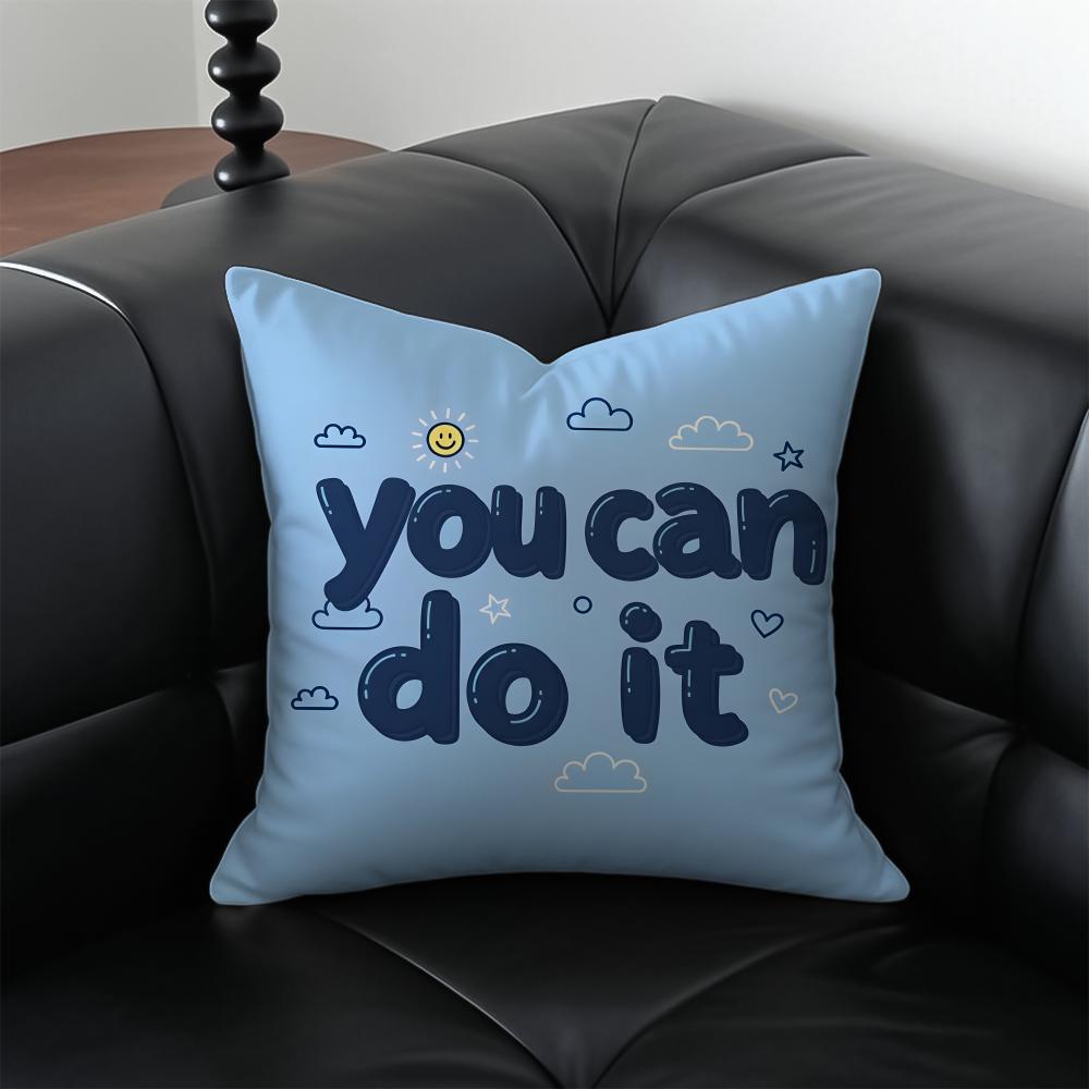 H-Healing Text Cushion Cover Pillow Case Anti-Dustmite Invisible Zipper Silky Plush Cushion