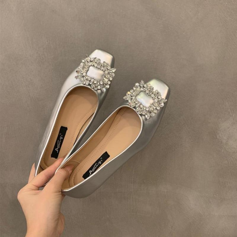 Flat Shoes Square Toe Single Shoes Women's Shoes Commuting Shoes