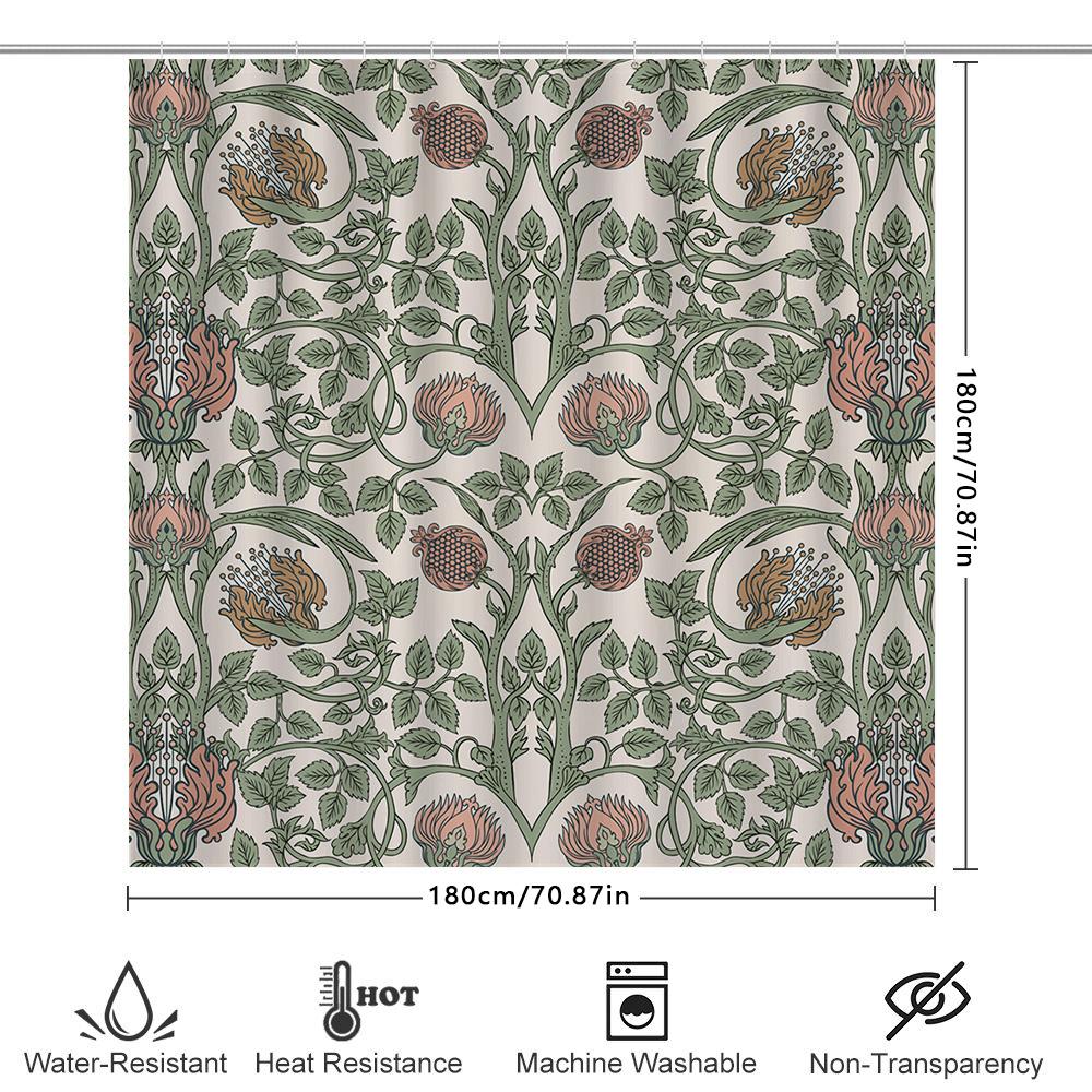 Vintage-Inspired Shower Curtain Featuring Intricate Floral Pattern Perfect For A Chic Bathroom Upgrade