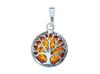 Srebrna Zawieszka Drzewko Szczęścia Z Bursztynem Oksydowany Wisiorek Amulet