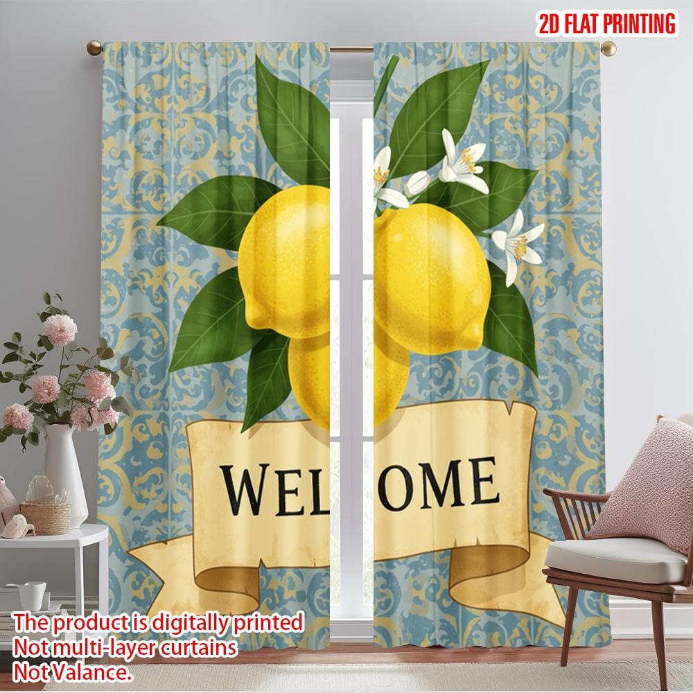 

2 шт. 2D плоская печать Сценические шторы Лимон Приветственный знак Ткань Без электричества Праздничные украшения Использовать для всех случаев 52.50×116.00 CM 2pcs