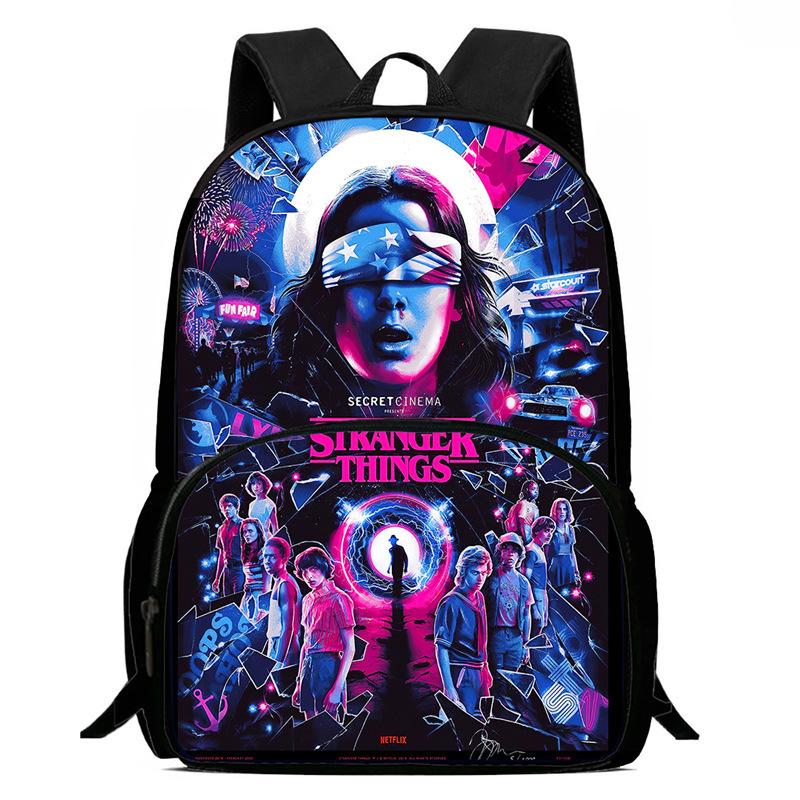 Stranger Things Printed Backpack Stranger Things5 Student School Bag Cartoon Lightweight Front Bag Backpack