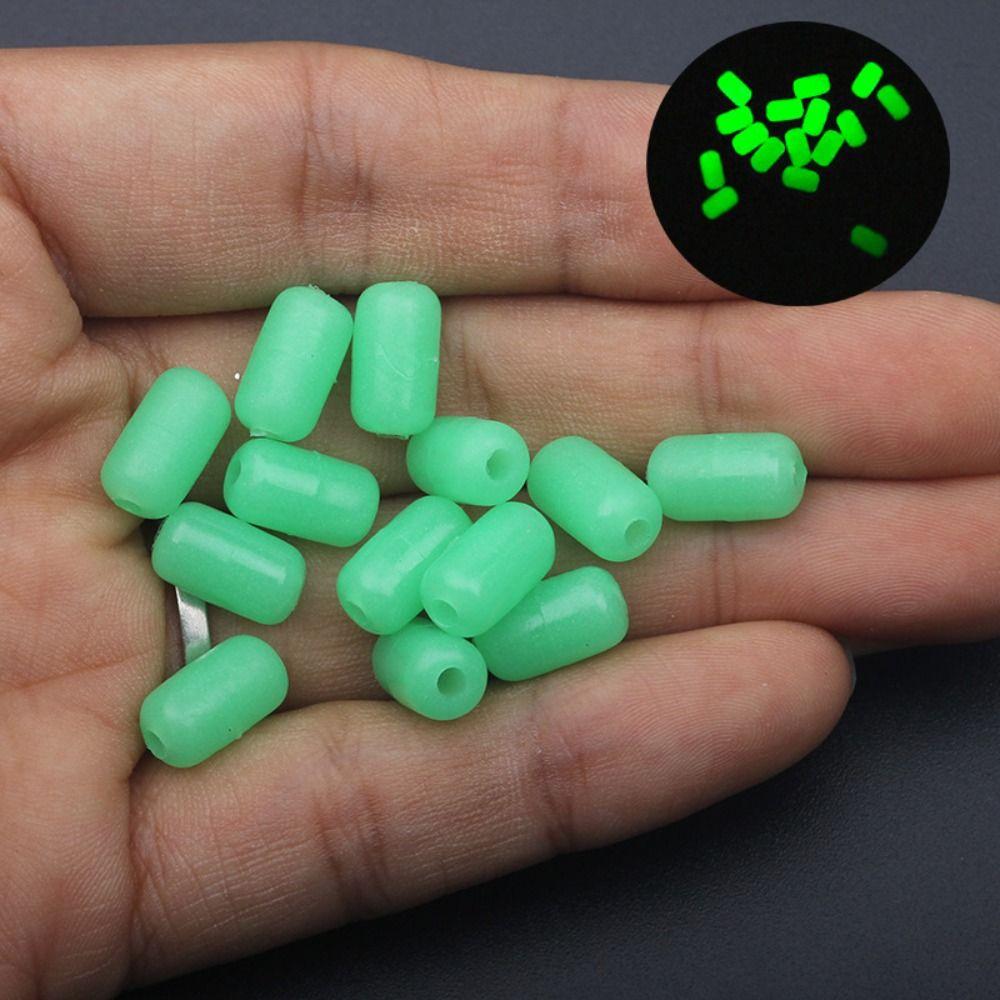 100pcs Cylindrical Glowing Fishing Space Stopper Luminous Luminous Fishing Beads Rock Fishing